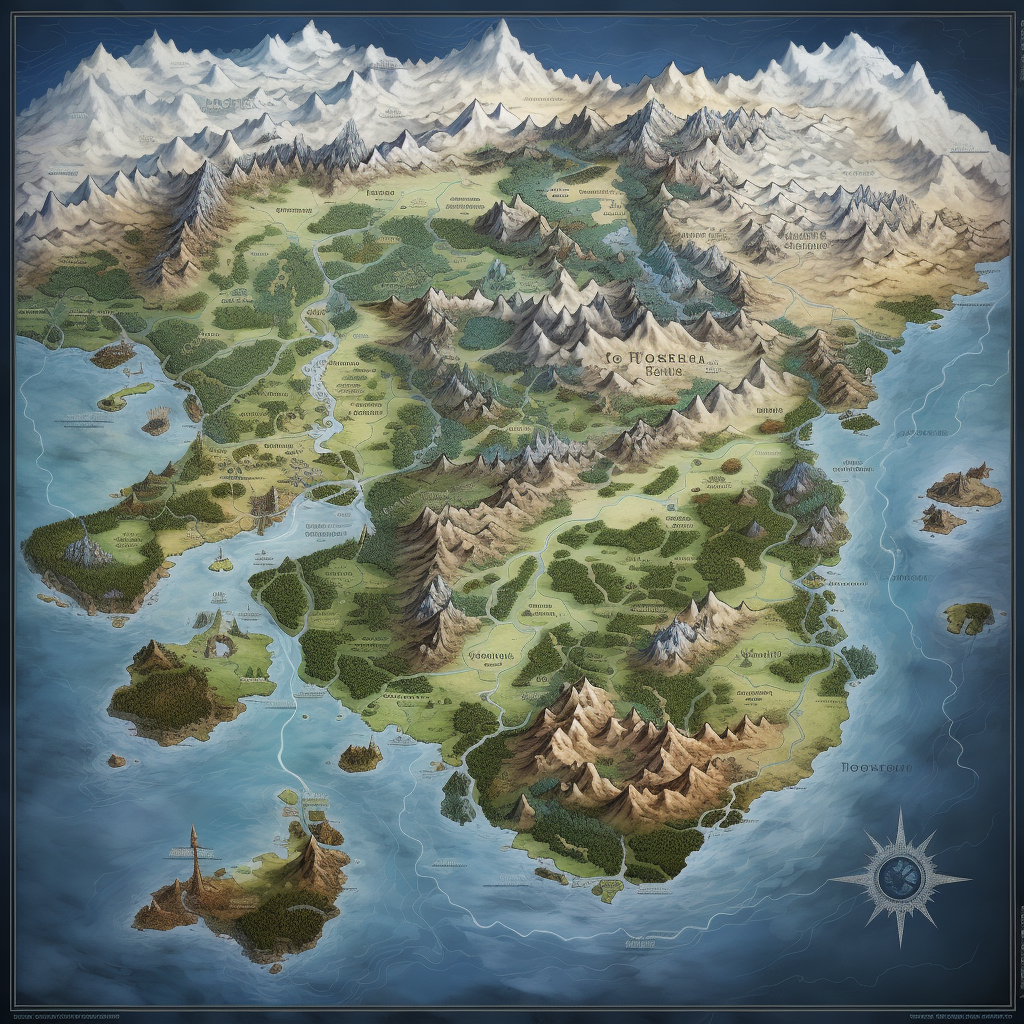 Beautiful Fantasy Parchment Map Illustration