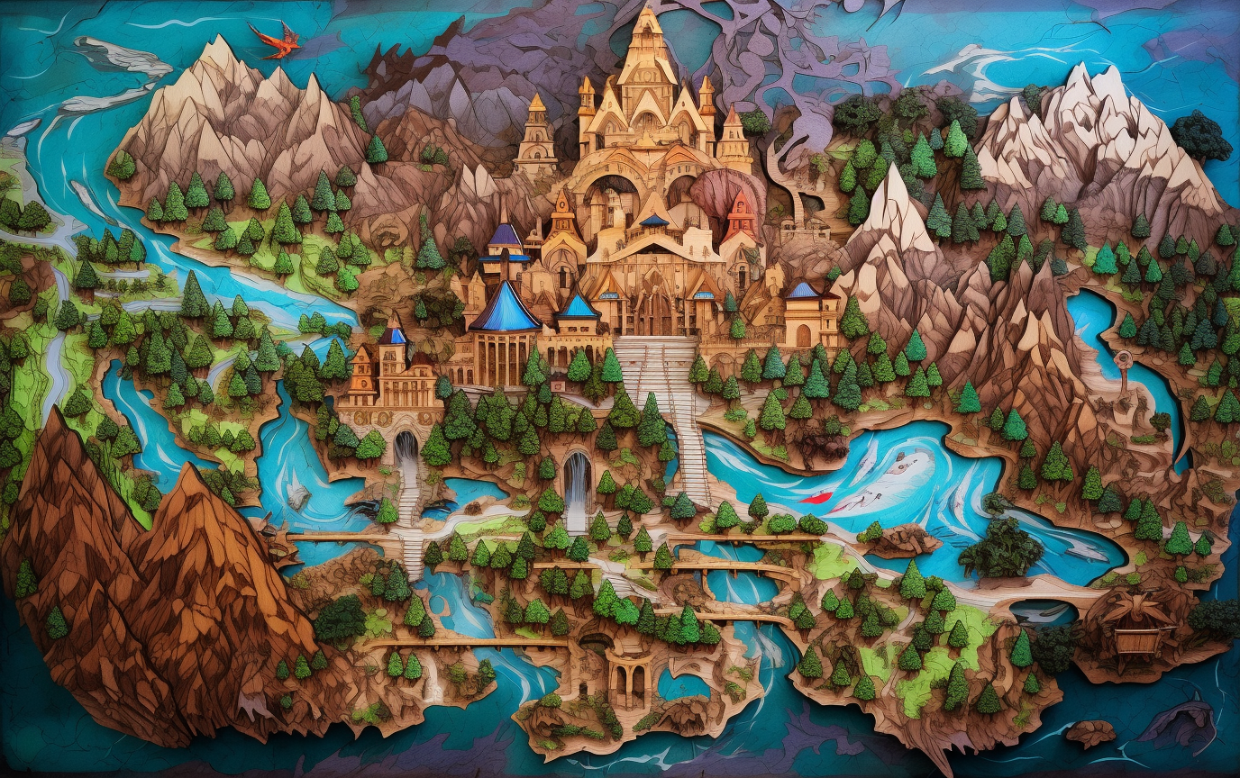 Hyper-detailed fantasy realm map