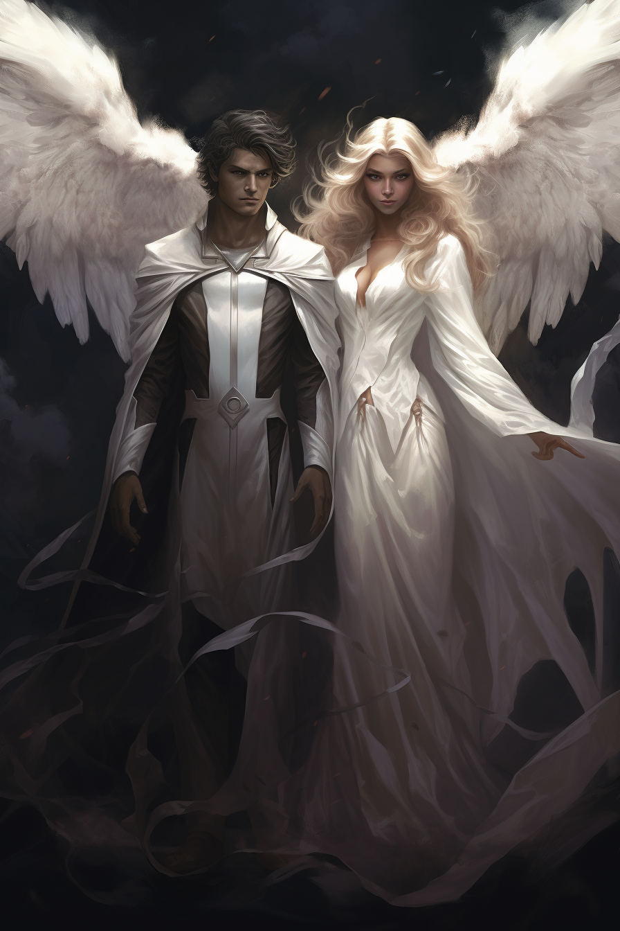 White and Dark Angel Fantasy Art