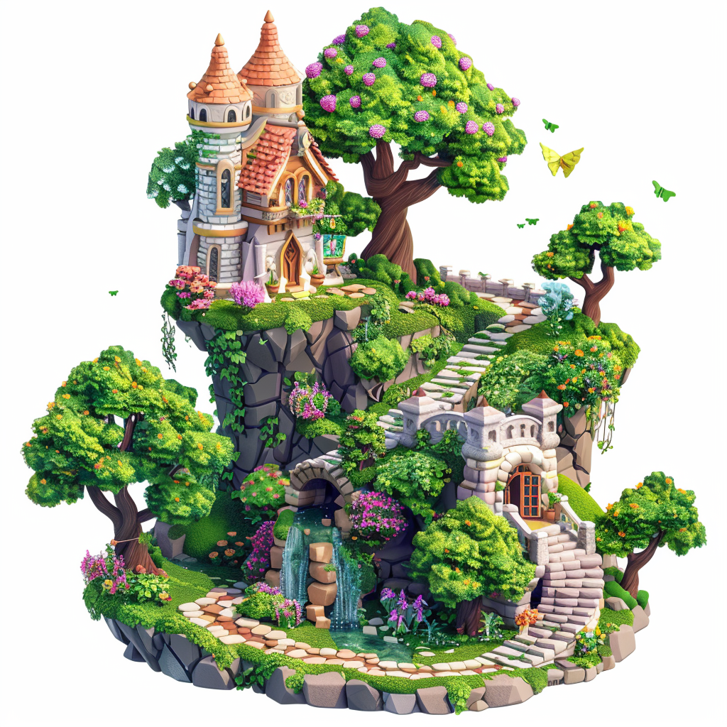 Isometric Fantasy Wonderland Icon Design