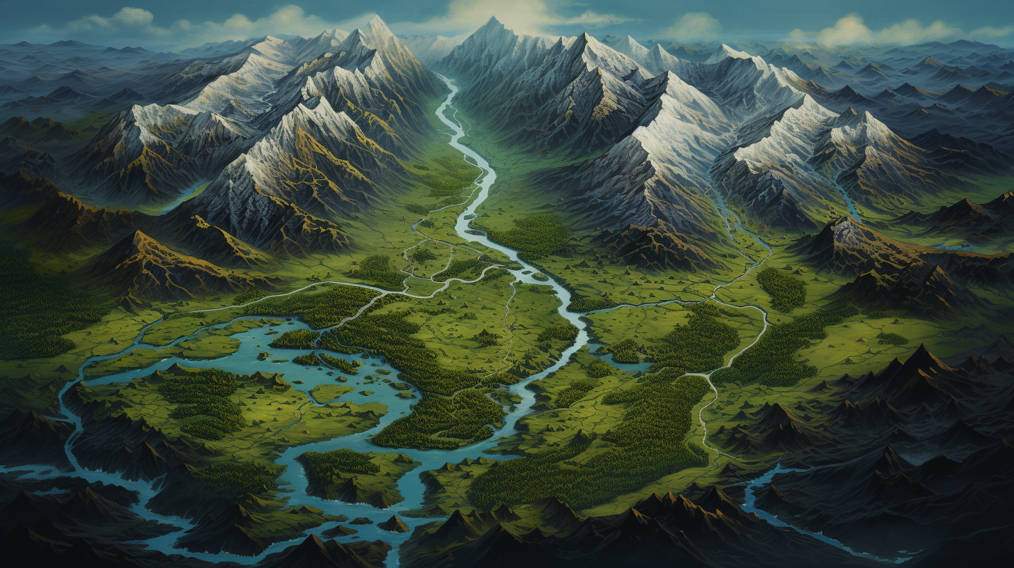 Fantasy map of Yukon's terrain