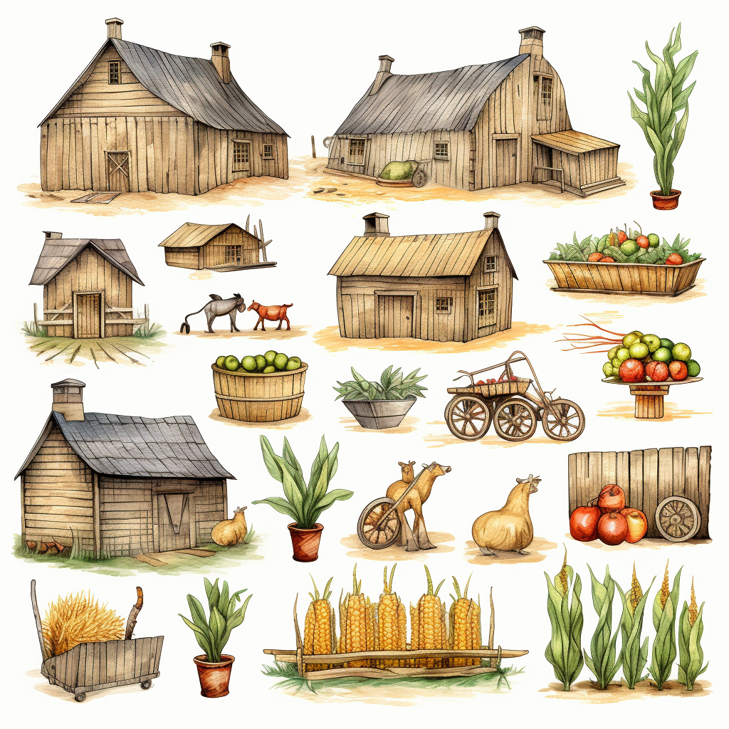 Hand-painted Farm Clipart Collection