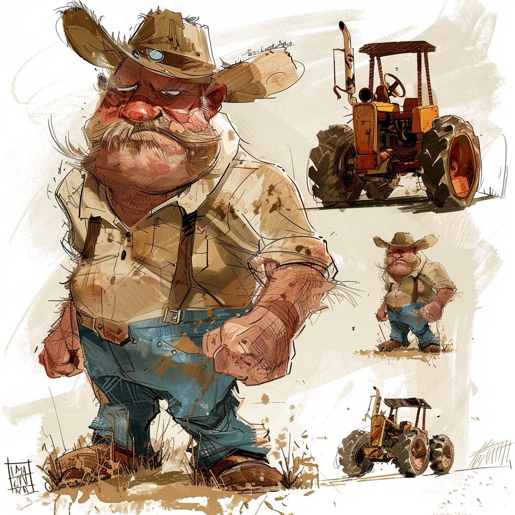 Farmer DIY tractor plow character