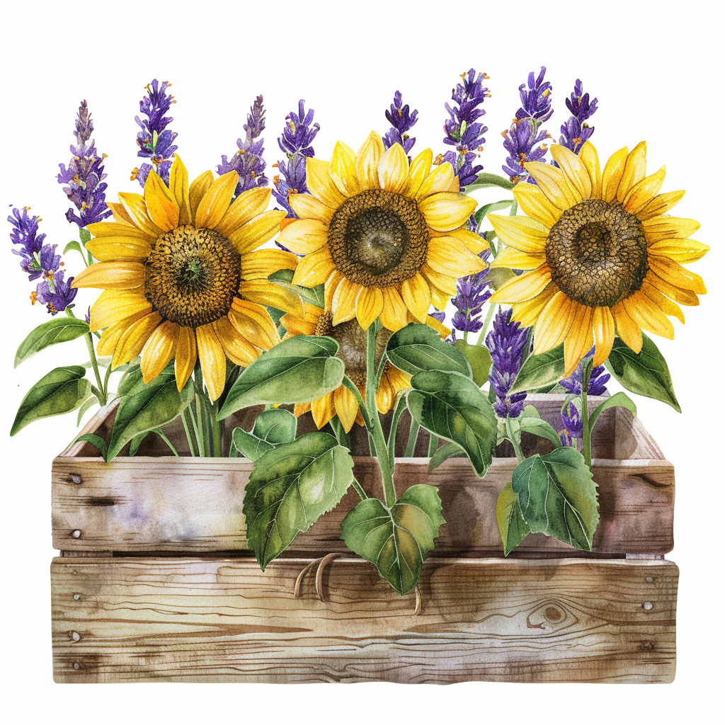 Farmhouse Sunflower Lavender Planter