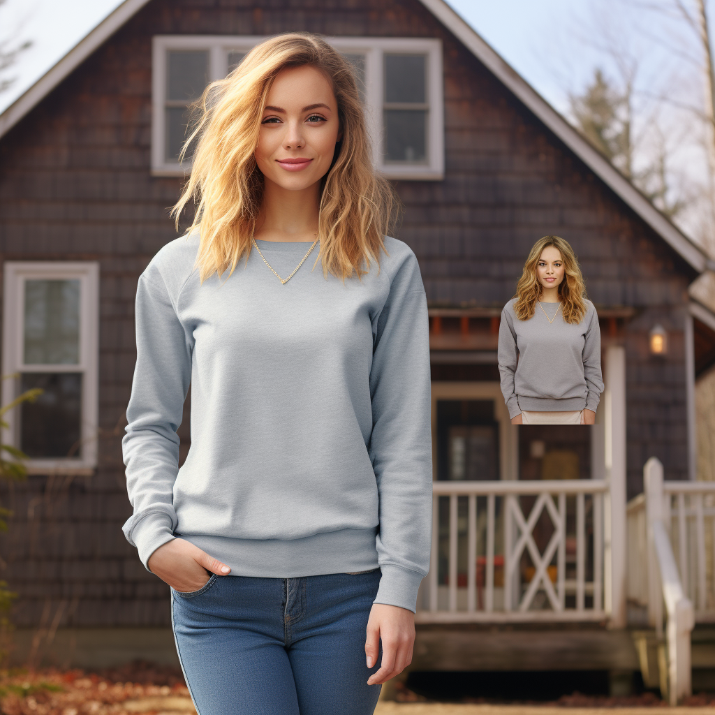 Pretty woman in grey sweatshirt