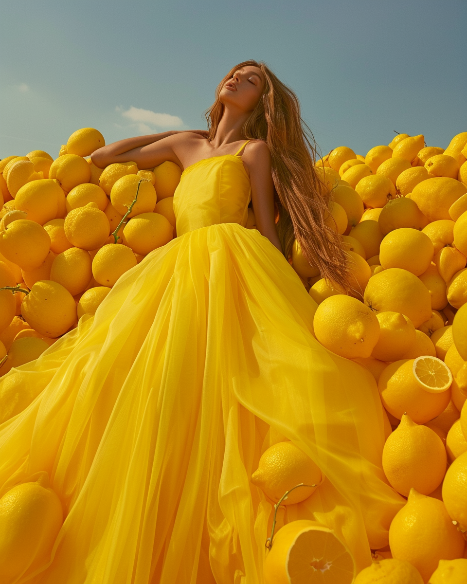 Fashion advertising campaign with lemons by Jacquemus Brand