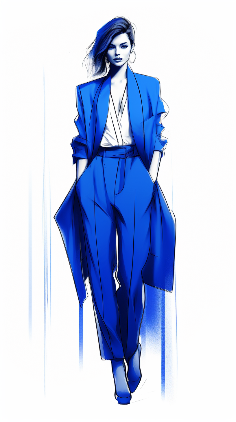 Avant-garde style electric blue blazer outfit