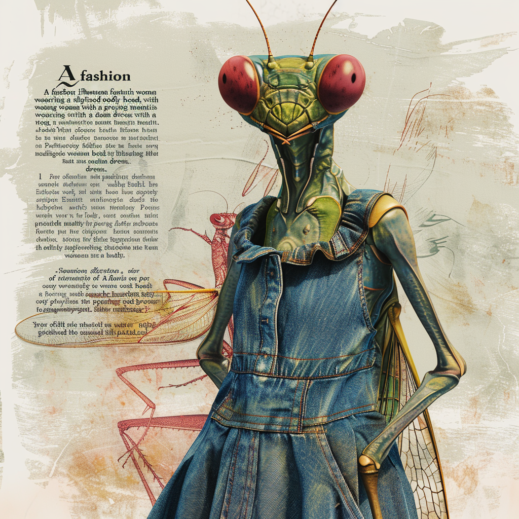 Woman Praying Mantis Fashion Illustration