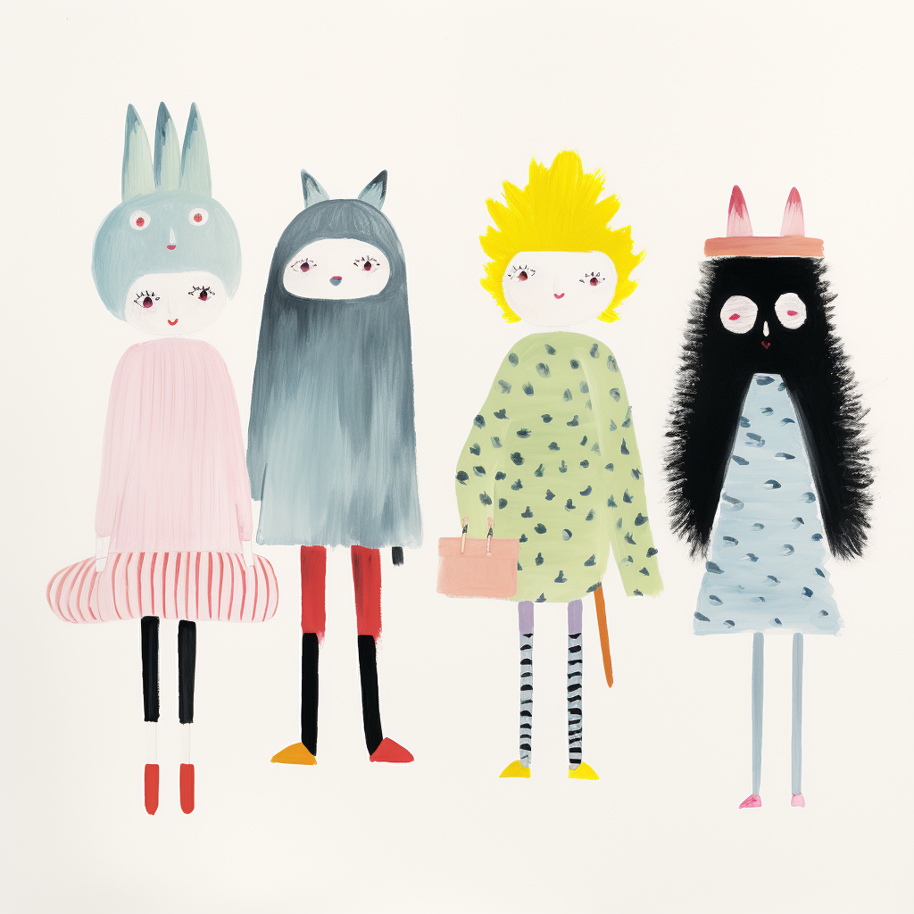 Fashionable little monsters illustration