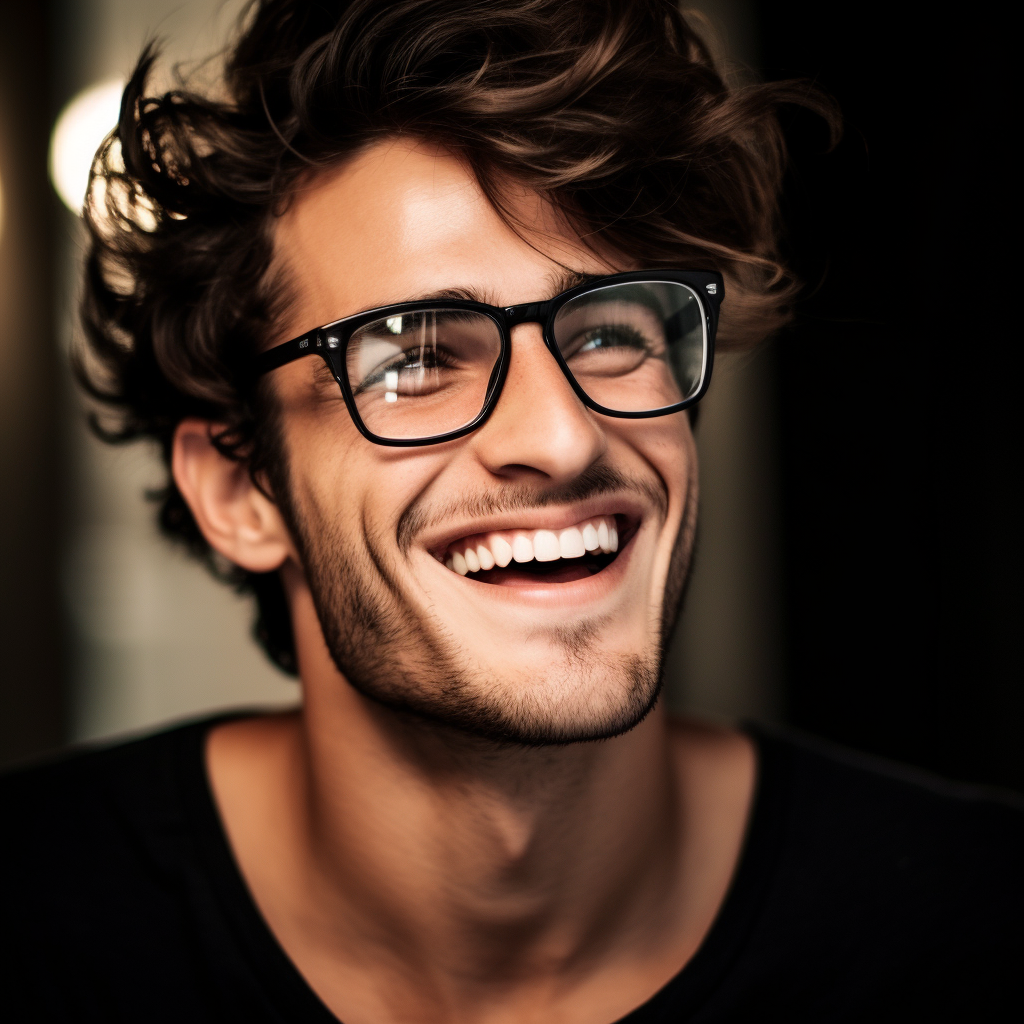 Smiling fashion model in trendy glasses