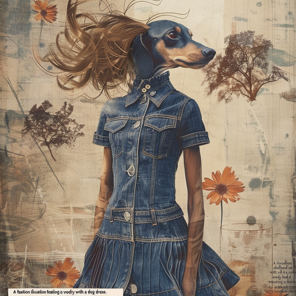 Stylized woman in denim dress