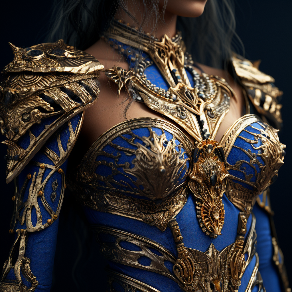 Fashion Luxury Detail Woman in Royal Blue and Gold