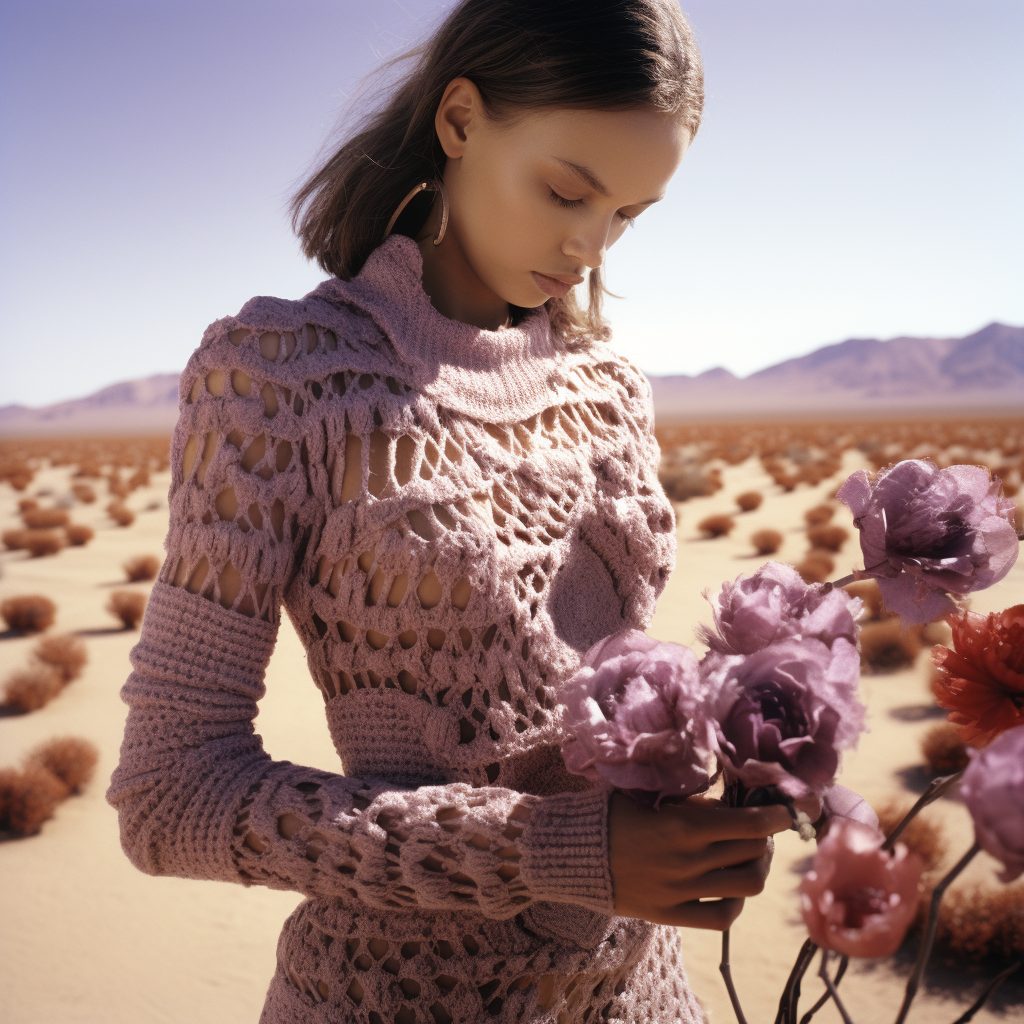 Fashion Models in Lilac and Brown Knitwear