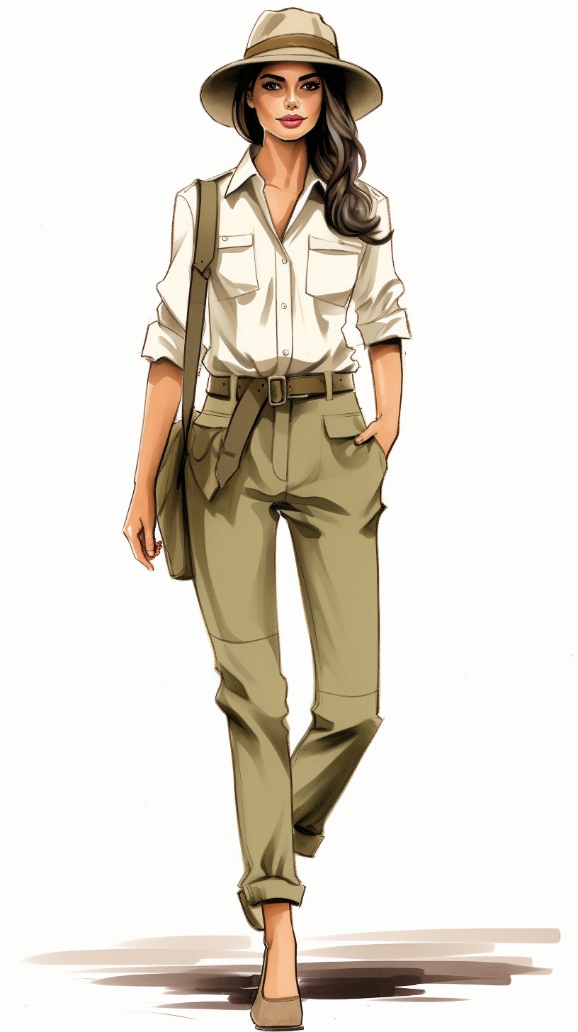 Fashionable Safari Style Outfit Sketch