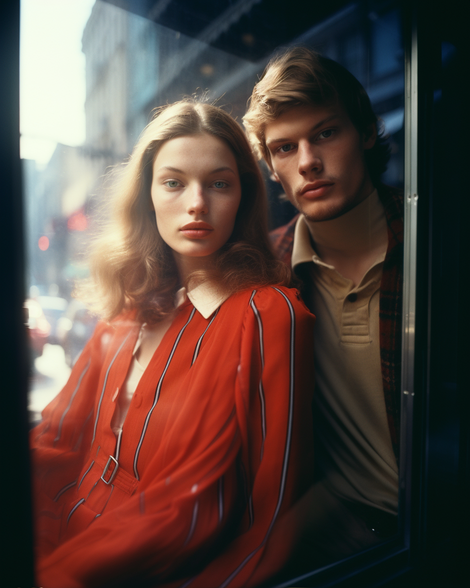 Stylish couple on morning street