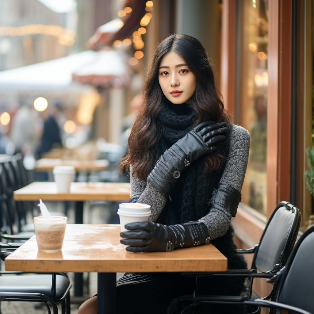 Beautiful Korean Woman in Winter Fashion