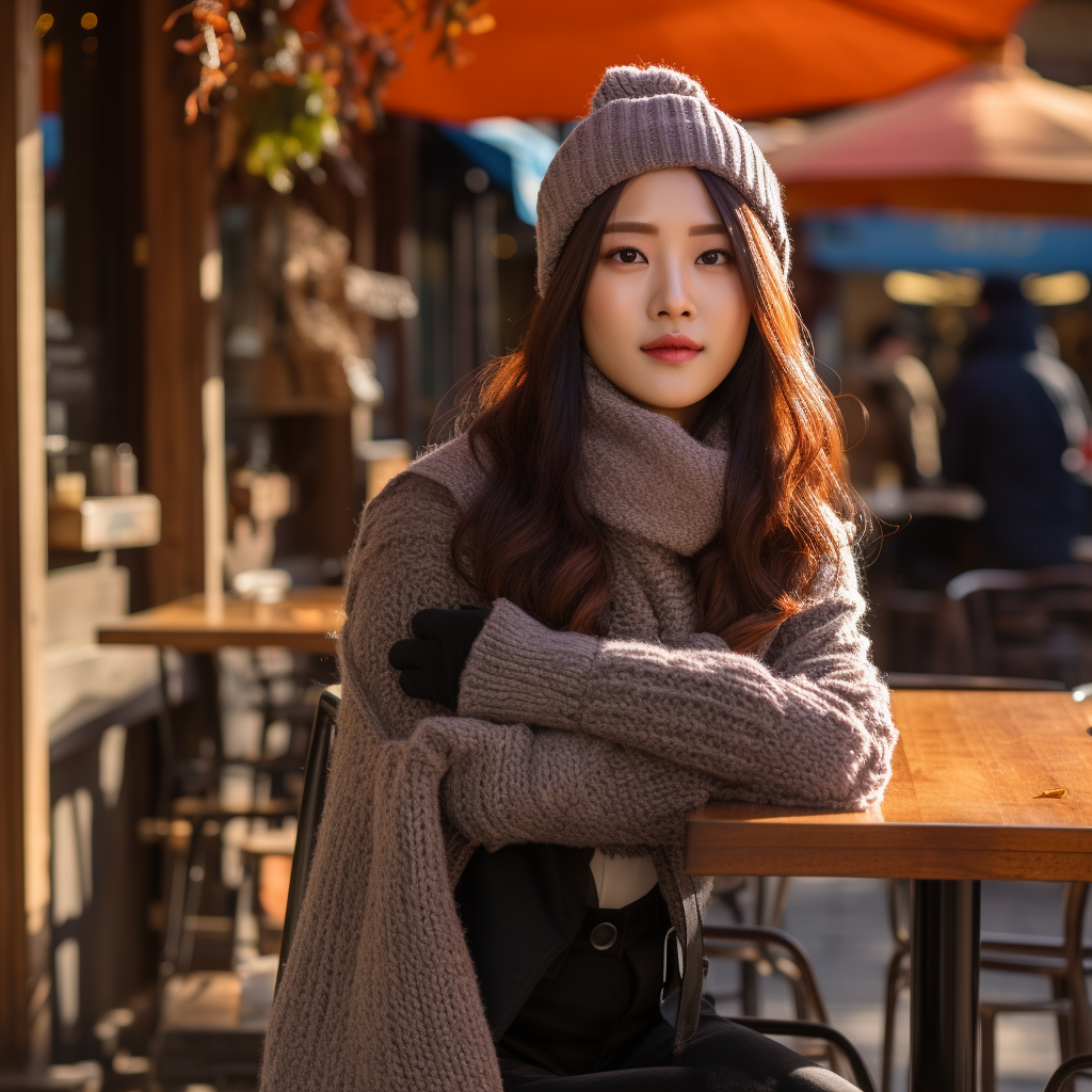 Stylish Korean woman in fall fashion