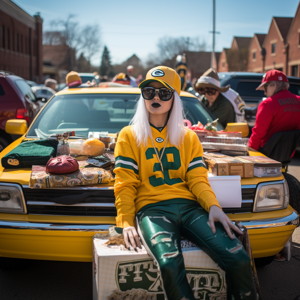 Stylish Packers Fan in Baseball Gear