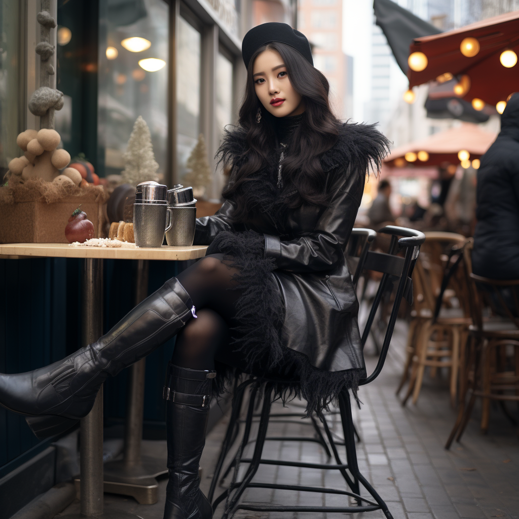 Stylish Korean woman in winter attire