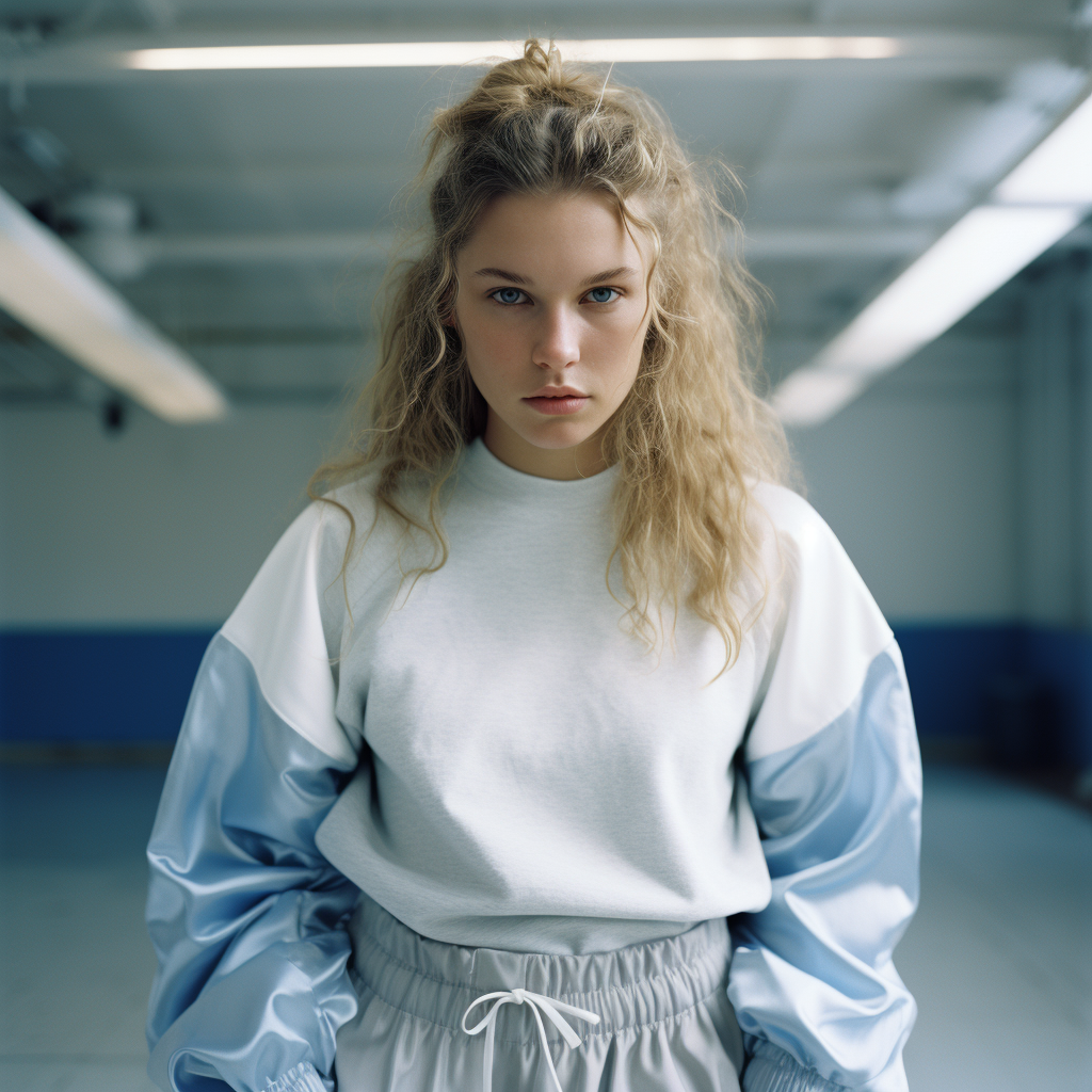 Fashionable woman in dance studio wearing activewear