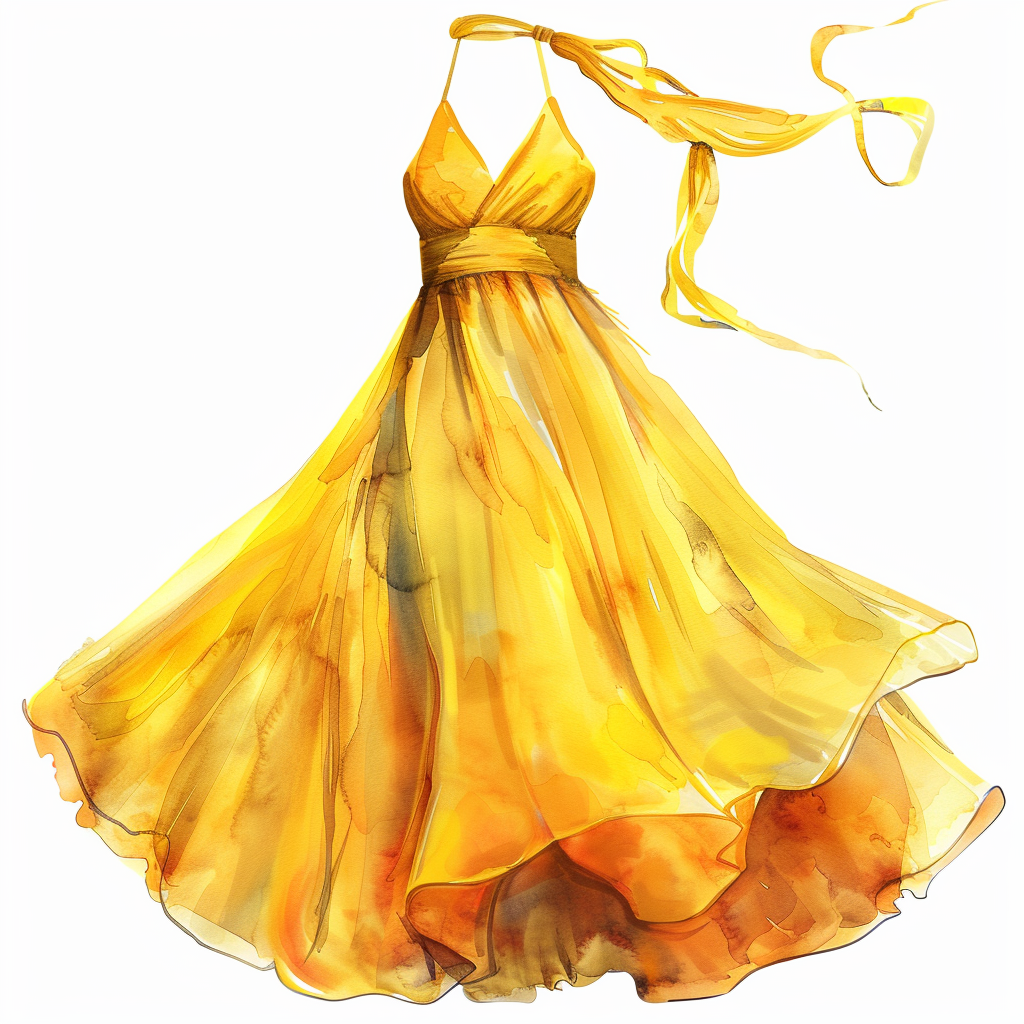 Stylish yellow pastel dress vector