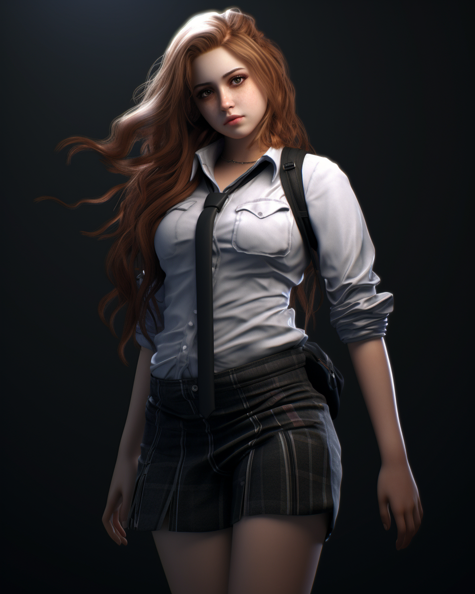 Fat beautiful highschool girl 3D image