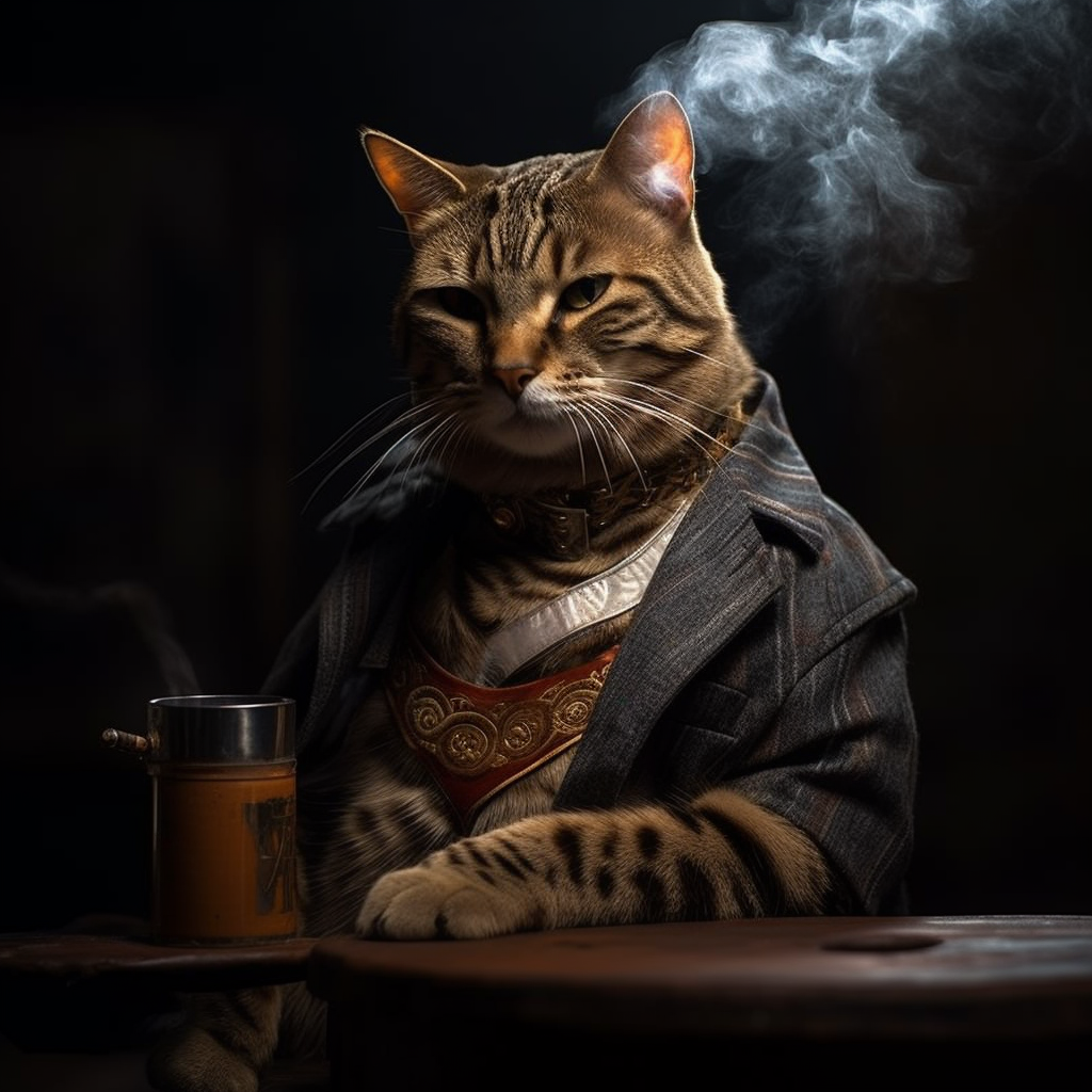 Semi Fat Bengal Cat Smoking