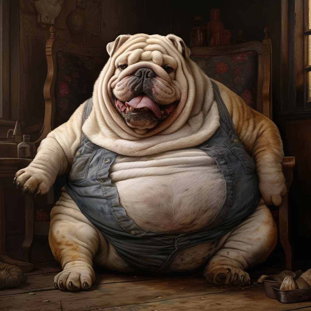 Cute bulldog with a hefty build