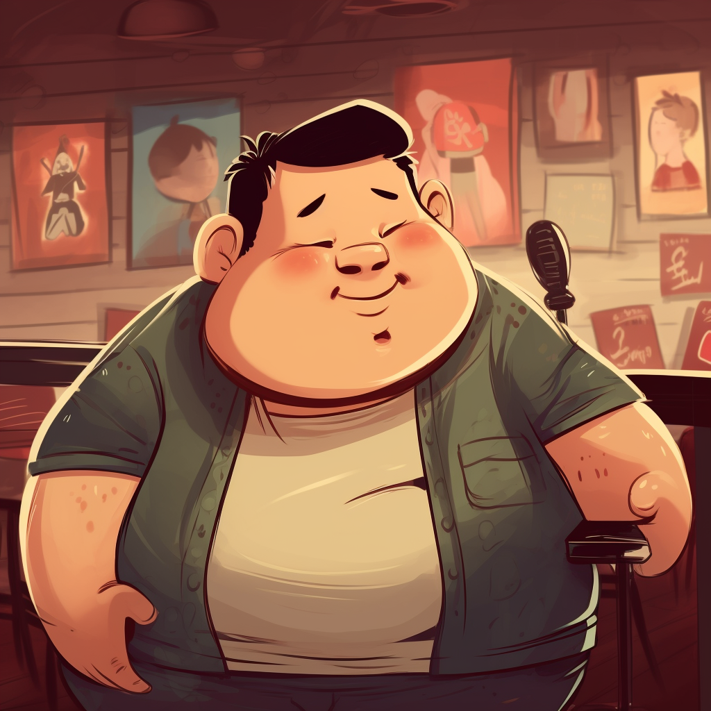 Cartoon of a Fat Chinese Boy