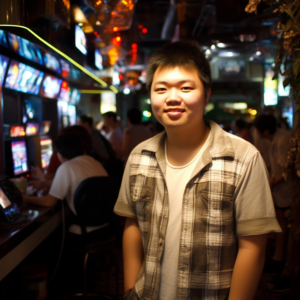 Chubby Chinese Boy Enjoying in KTV