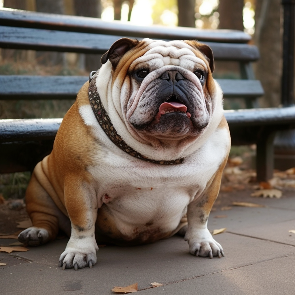 Chubby dog enjoying a sunny day