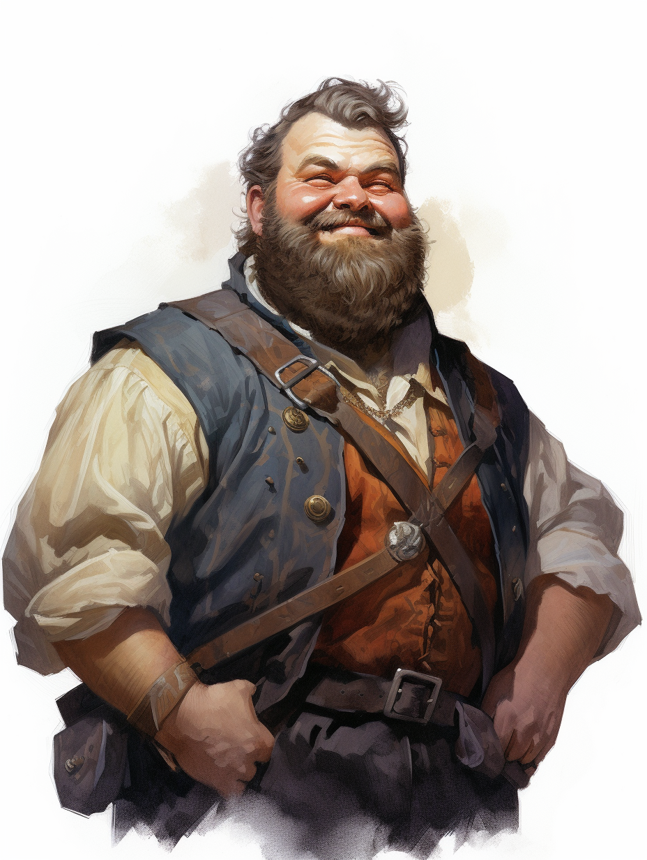 Portrait of a Fat Dwarf Merchant with Braided Beard