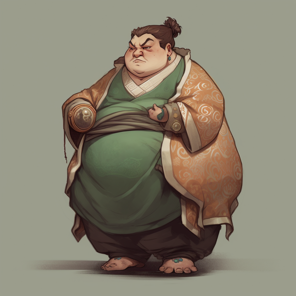 Charming fat elf in monk clothes