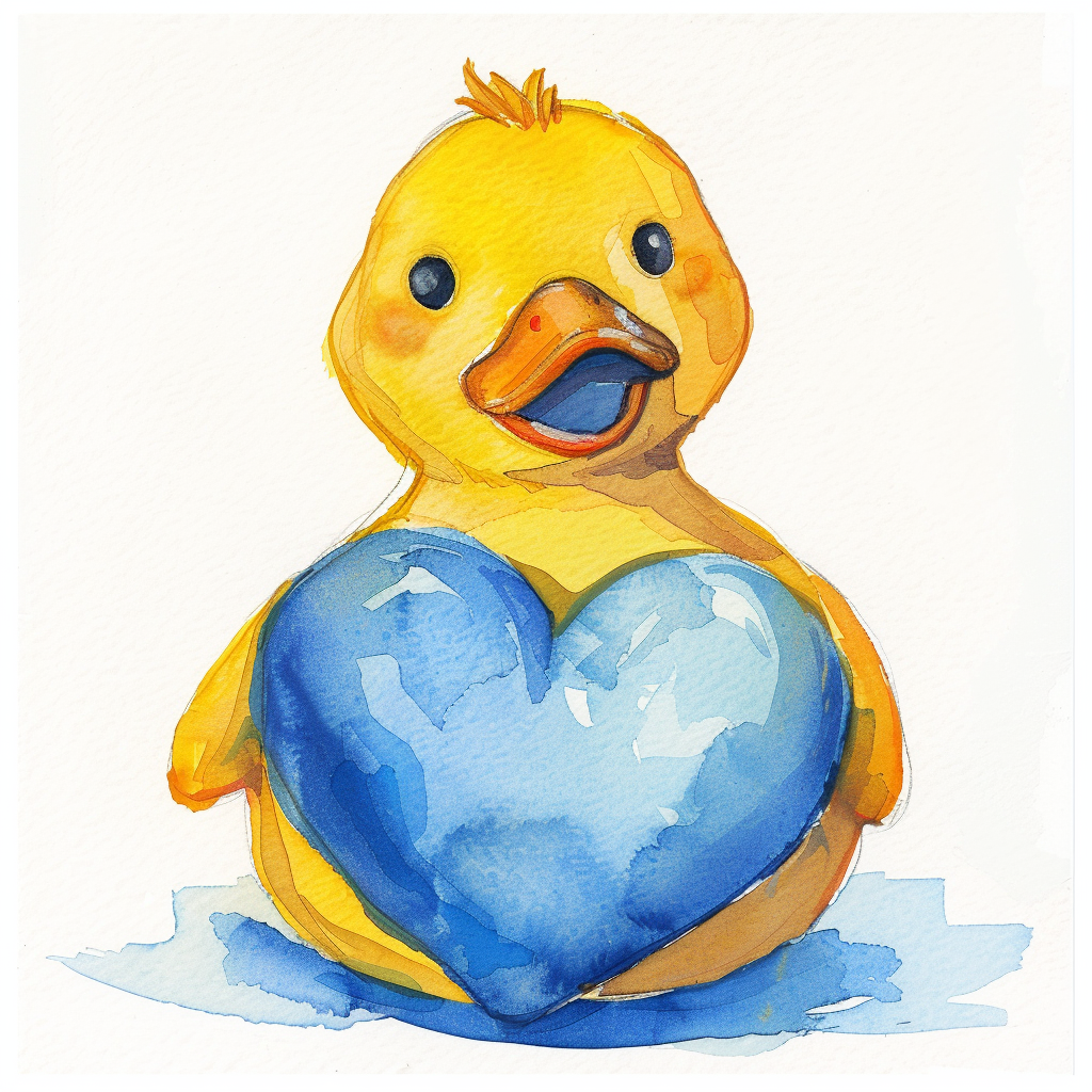 Fat rubber duck heart painting