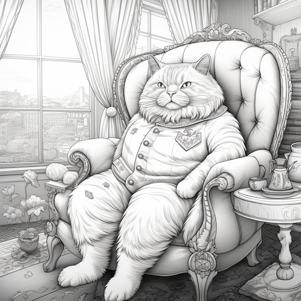 Cute fat tabby cat in armchair