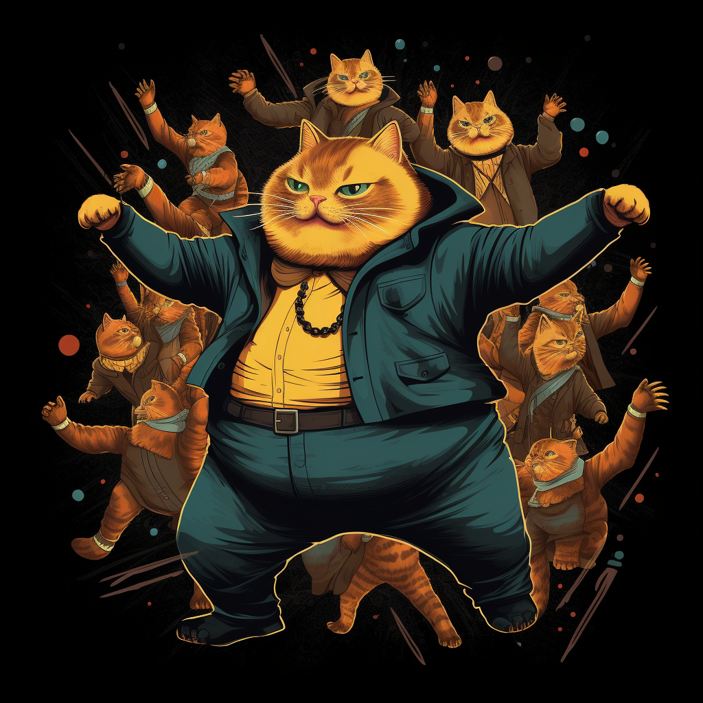 Cat dancing on t-shirt