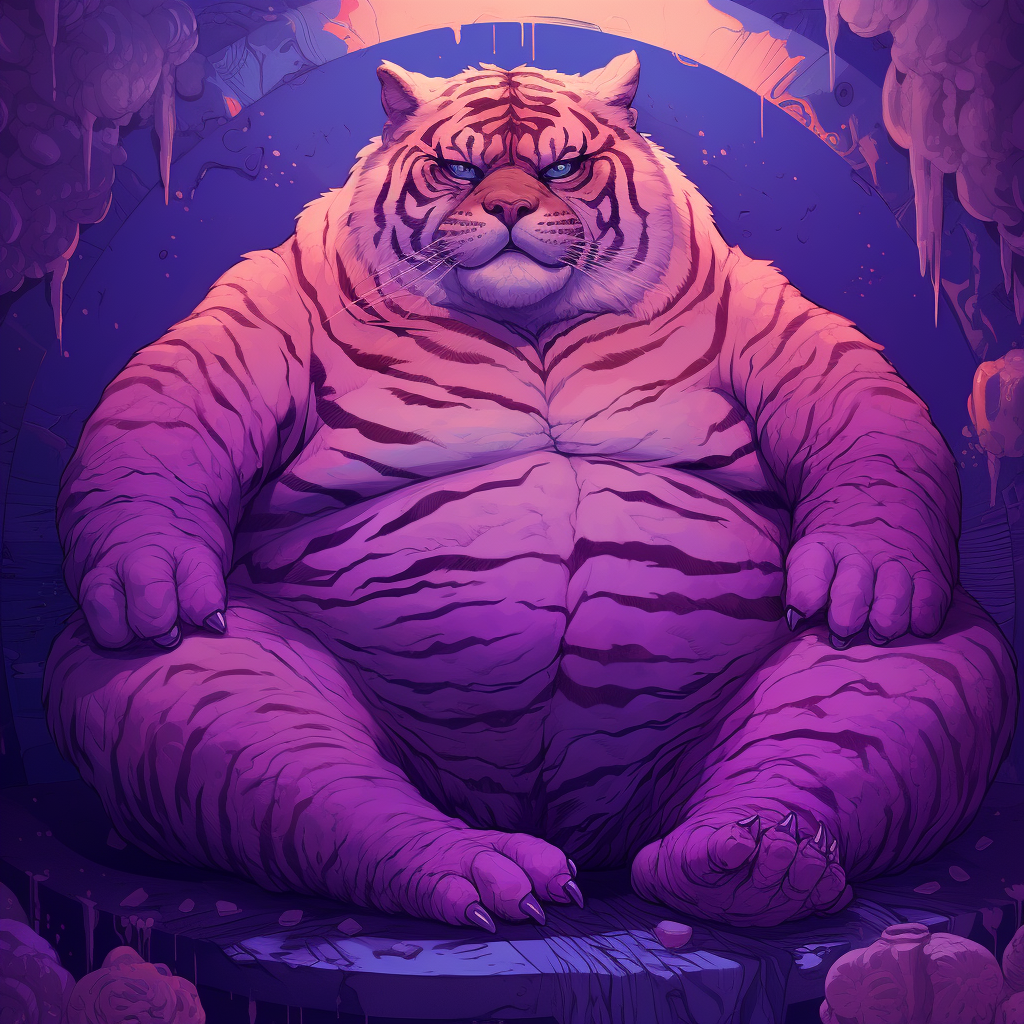 Fat Furry Half Human Tiger Purple