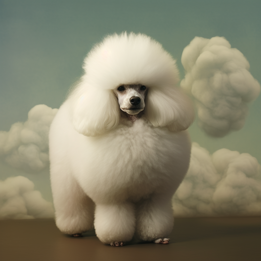 Cute chubby poodle with curly fur