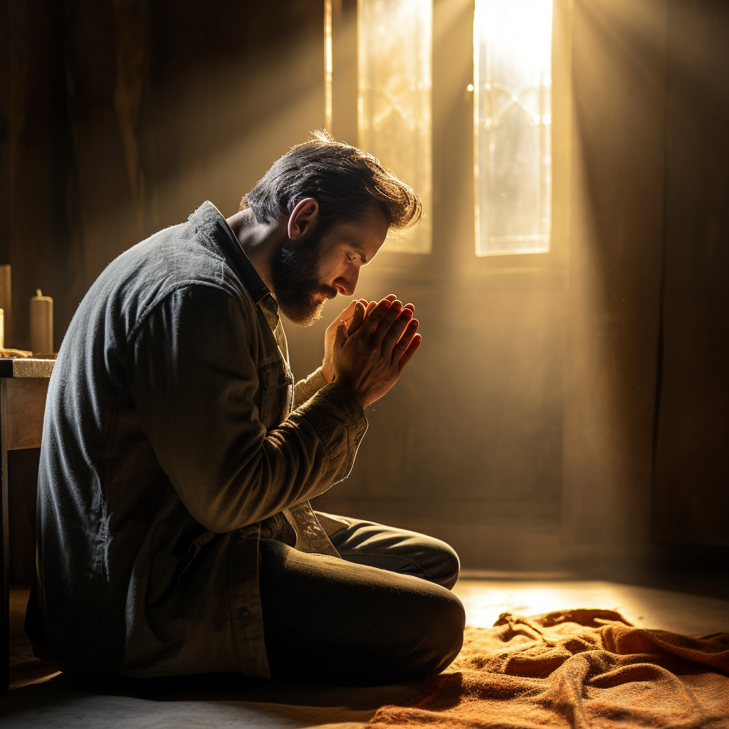 Father on knees praying