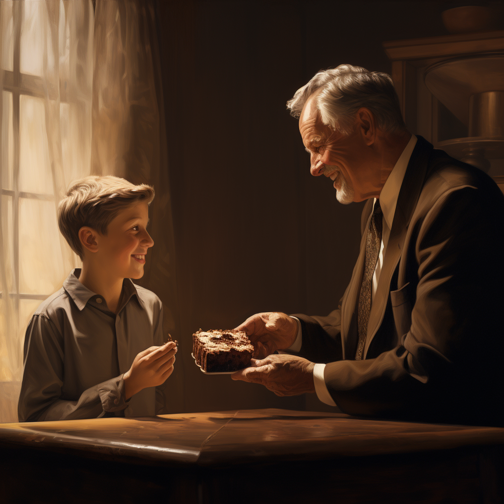 Son serving coffee to his father