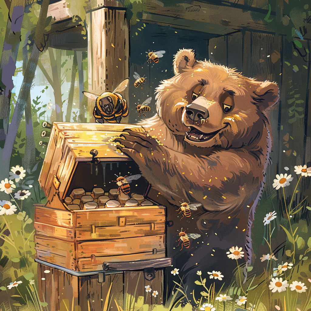 happy grizzly bear beekeeper