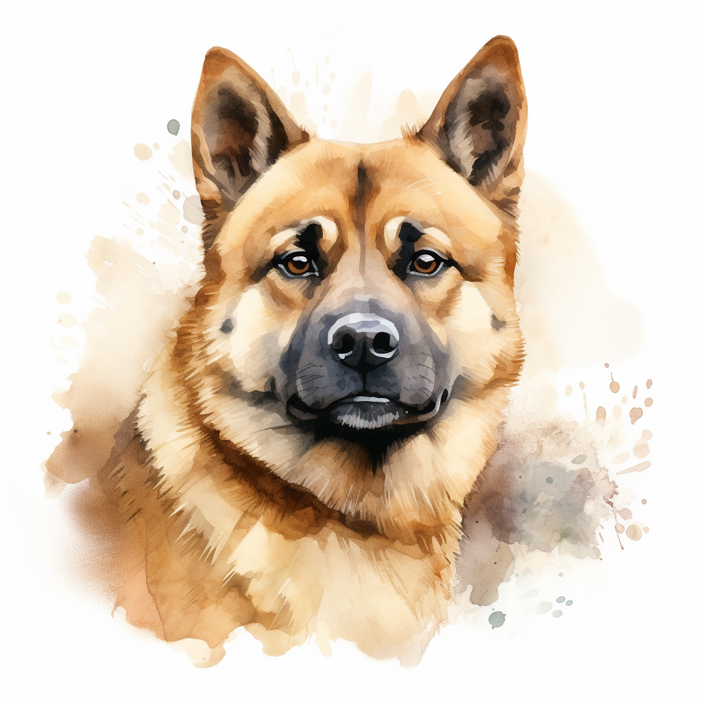 Fawn American Akita dog portrait