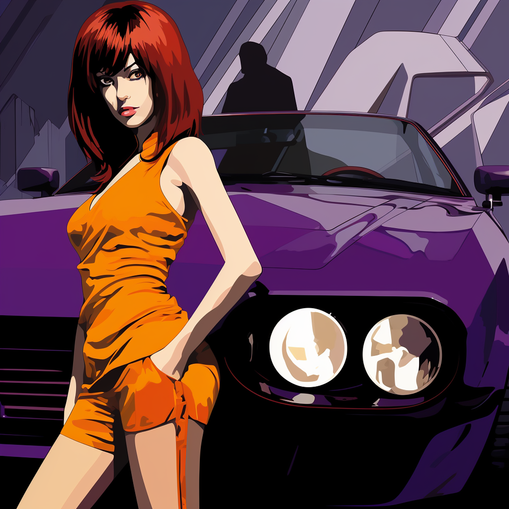 Faye Valentine with Datsun Z Car  ?