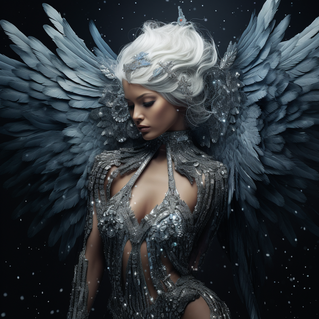 Woman with Feather Wings and Diamond Body