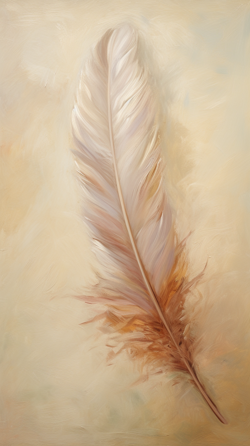 Beautiful feather oil painting on neutral background