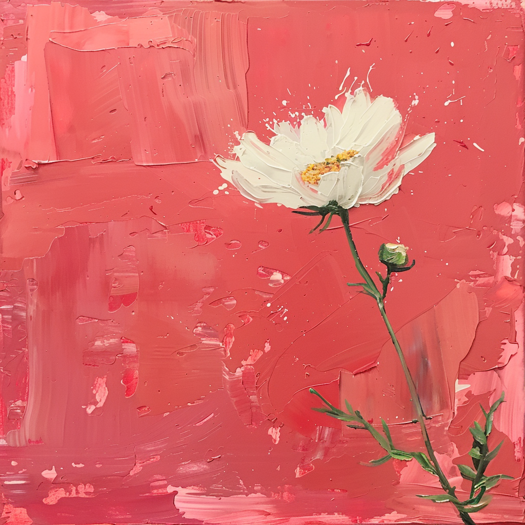 Pink Red February Birth Flower Painting