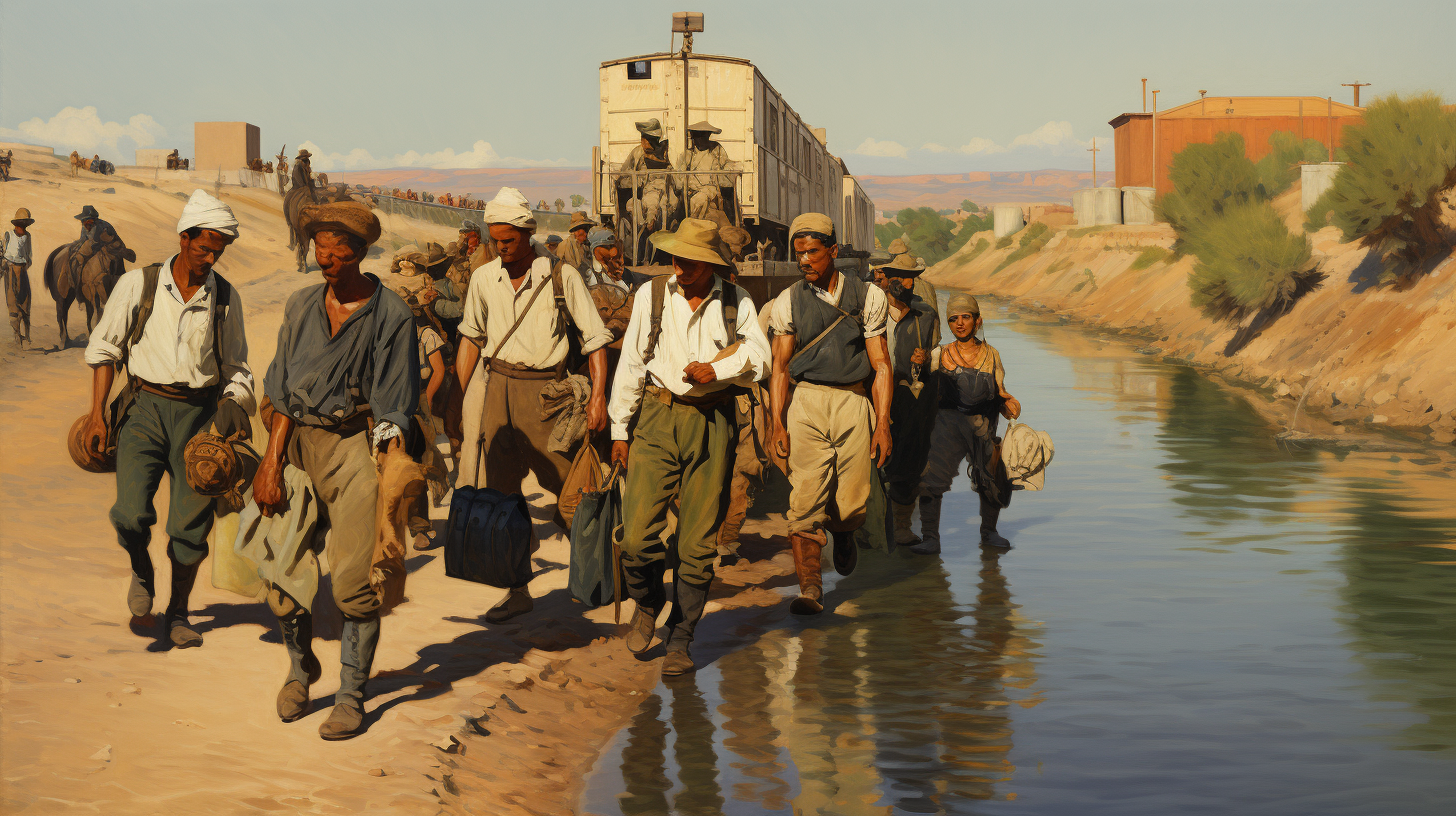 Federal Troops Escorting Immigrants Rio Grande Mexico