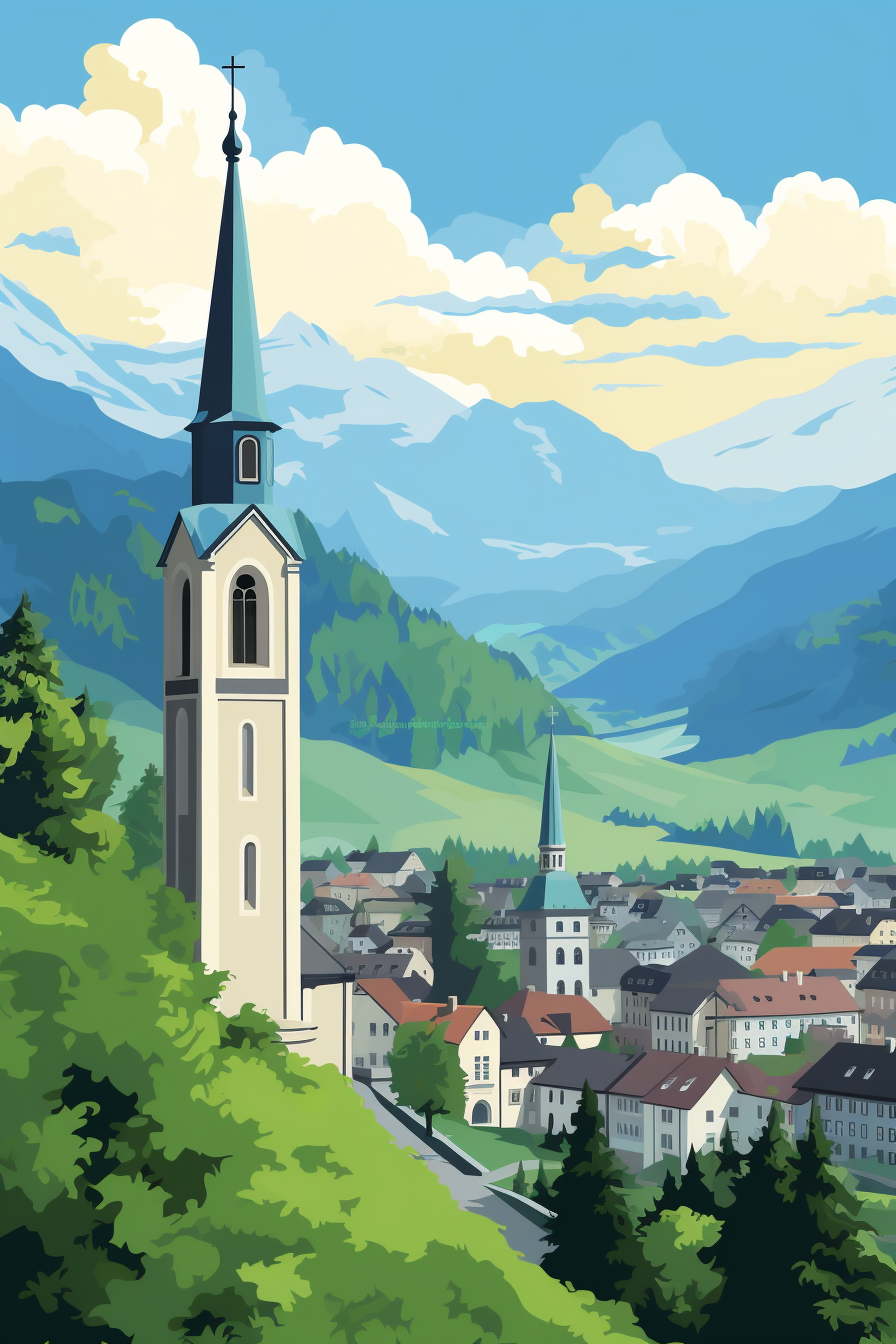 Beautiful Feldkirch vector art depiction