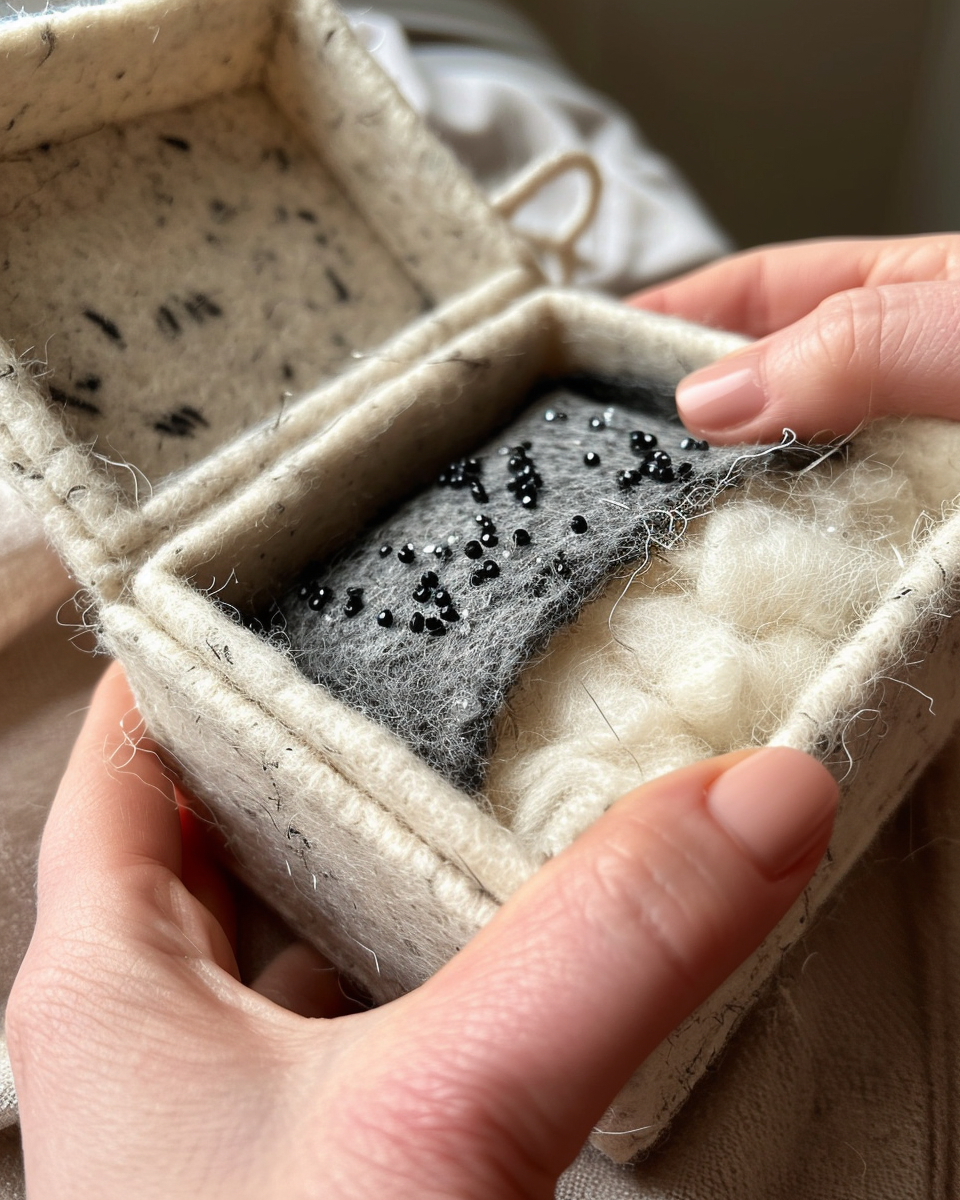 Needle Felted Bento Box Cream Grey