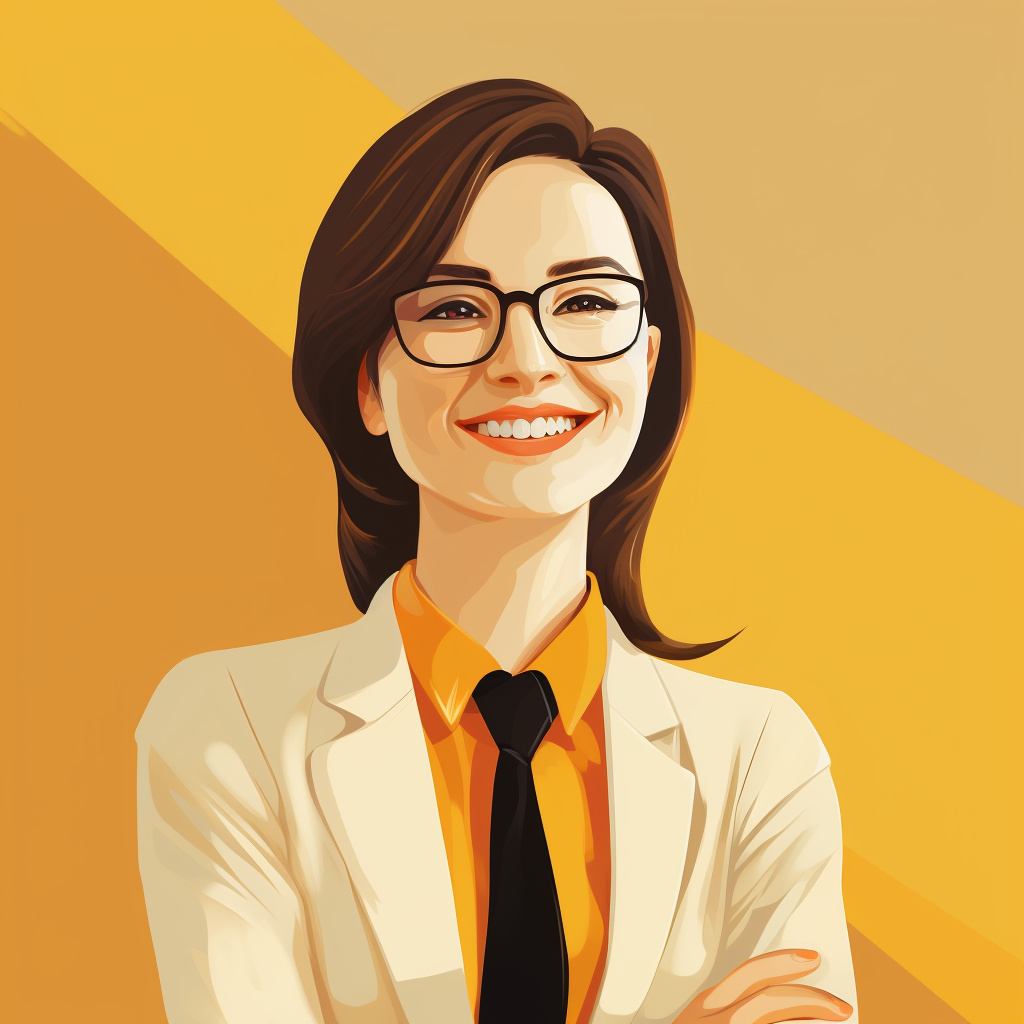 Smiling female accountant on yellow background